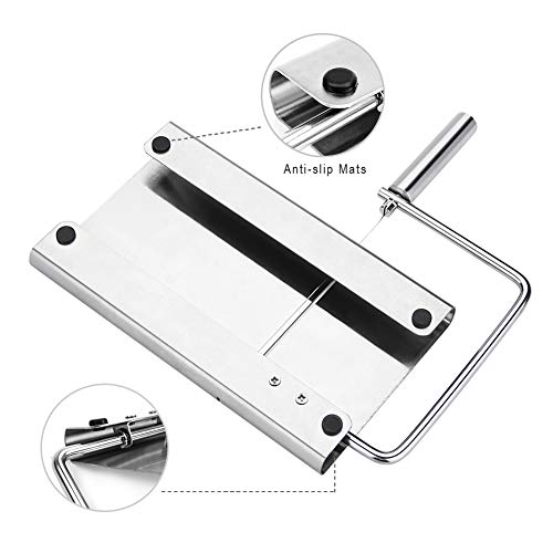 DricRoda Cheese Slicer, Stainless Steel Cheese Cutter, Wire Cheese Slicer for Cheese, Butter, Cakes, with 5 Replaceable Cheese Slicer Wires