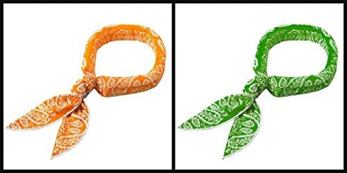 JellyBeadZ Brand - 2 Pack ICY Cooling Neck Scarf - Green and Orange