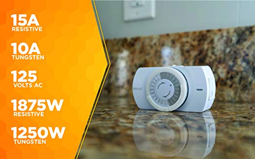 Woods 50103WD Indoor 24-Hour Heavy Duty Mechanical Timer, 1 Grounded Outlet, Standard Body, - Thumbnail 6