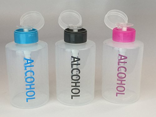 Beauticom XL Push Down Alcohol Dispenser- Clear Bottle- Labeled - 12 Oz Bottle (GRAY)