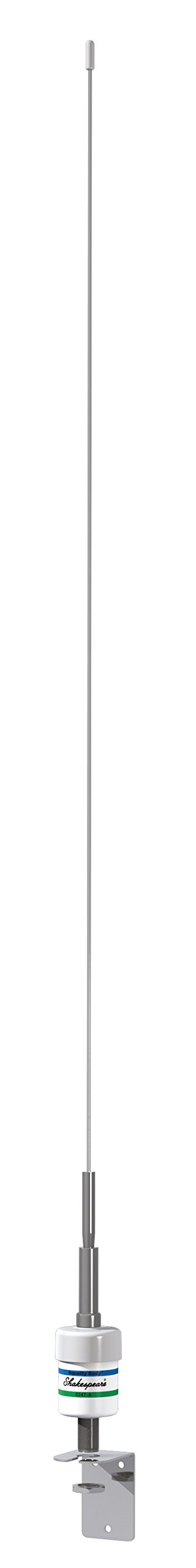 Shakespeare Stainless Lift and Lay VHF Heavy Duty Whip Antenna with Bracket - White, 0.9 m