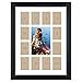 Craig Frames 1WB3BK 12 by 16-Inch Black Picture Frame, Single White Collage Mat with 13 Openings