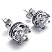 KONOV Vintage Stainless Steel CZ Men's Royal Crown Stud Earrings Set, 2pcs, Color Silver