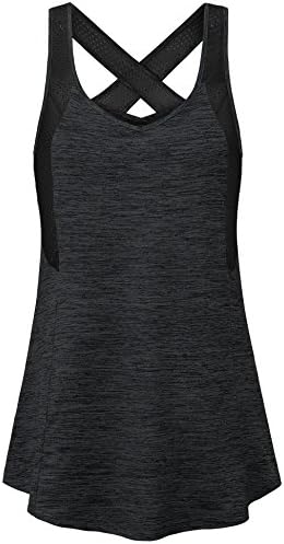 Vafoly Workout Tank Tops for Women, Women's Active Sleeveless V Neck Skinny Lightweight Cool Crossback Athetic Sport Tank Shirt Black XXL