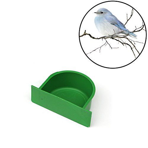 YOTHG Plastic Bird Feeding Trough Food Water Feeding Bowl Dish for Parrot Hamster Totoro Cage (Green)
