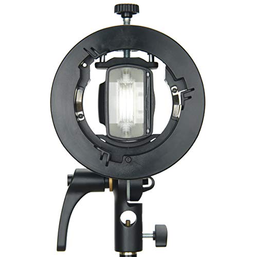 Godox S2 Speedlite Bracket S-Type Bowens Mount Holder for Godox V1 AD200Pro AD400Pro AD200 V860II TT685 TT600 TT350 Series Speedlite Flash, Snoot, Softbox, Honeycomb, Reflector, Beauty Dish &USB light