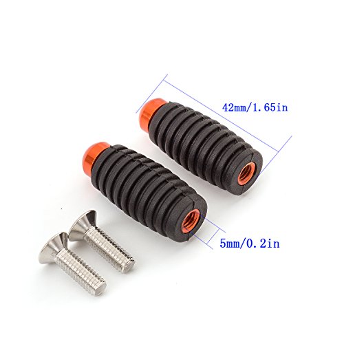 FXCNC Racing 1 pair 6mm CNC Aluminum Rubber Motorcycle Spare Small Gear Shift Brake Lever Peg Pedal Cover Head Orange Rearsets Footrests Fusion Male-Mount