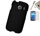 For Samsung Galaxy Ace Style S765C / SM-G310 (Straight Talk Net10 TracFone) Hard Case Snap On Cellphone Plastic Cover + [WORLD ACC] TM Brand LCD Screen Protector + Silver Stylus Pen + Black Dust Cap Free Gift (A Solid Hard Case Black)