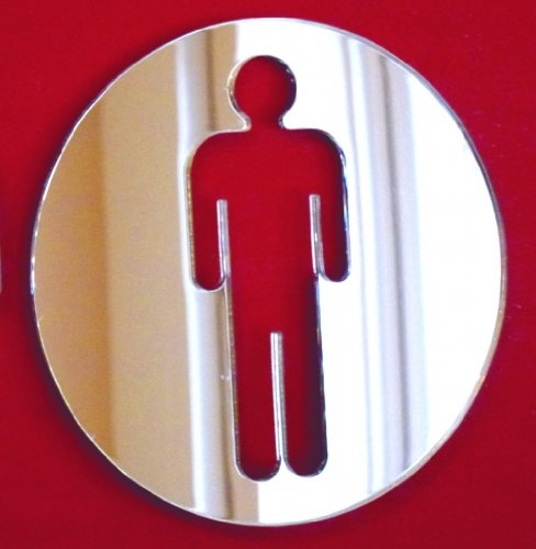 Super Cool Creations Round Male Toilet Sign Mirrors - 40cm x 40cm
