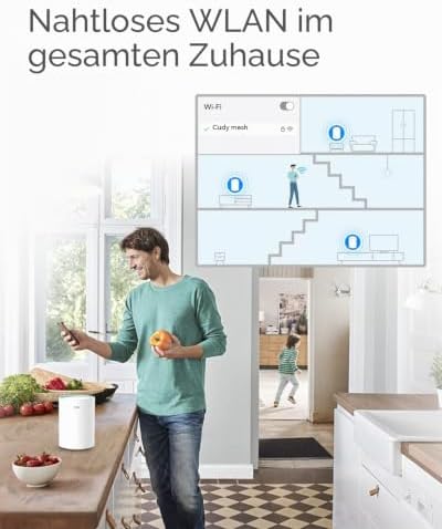 M1300 3er-Pack AC1200 Gigabit Whole Mesh System, Dual Band, High Gain Antennen, VPN, Cloudflare, Anschluss von 100 Geräten