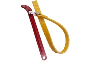 Oil Filter Strap Wrench with Non-Slip Belt, 8.25" Handle & 18.7" Adjustable Rubber Strap, Multi-Purpose Tool for Plumbing, Au