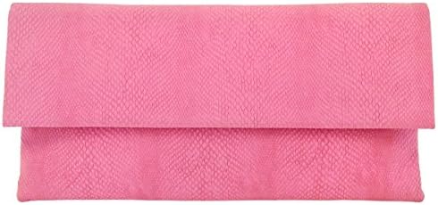 Matt Faux Python Leather Print Envelope Clutch