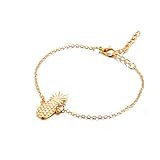 VWH Gold Anklet Hollow Three-Dimensional Pineapple Pendant Anklet Beach Foot Jewelry