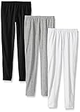 Limited Too Big Girls' 3 Piece Lycra Jersey Legging, Black/White/Heather Grey, Small/7/8