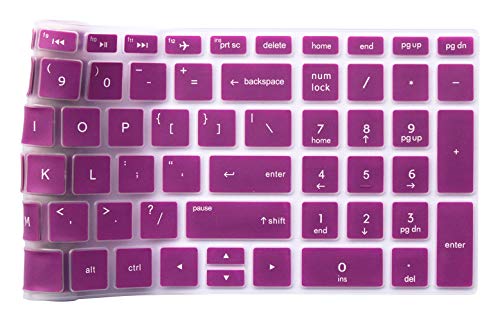 Silicone Keyboard Cover for 15.6" HP Pavilion x360 15-BR075NR, HP Envy X360 15M-BP012DX 15M-BP011DX 15M-BQ021DX, HP Pavilion 15-bs 15-bw 15-cb 15-cc 15-cd Series, 17.3" HP Envy 17M-AE111DX (Purple)