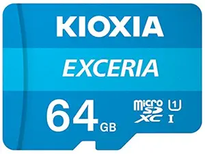 KIOXIA 64GB MicroSD Exceria Memory Card with Adapter Class 10 Full HD High Read Speed 100MB/s LMEX1L064GG2, Blue