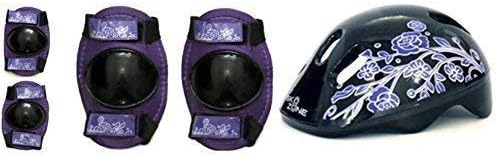 Sk8 Zone Unisex-Youth HW2001331 (GIRLS PURPLE BLACK), KIDS BIKE SKATE SCOOTER SAFETY HELMET CHILDRENS KNEE ELBOW PAD SET