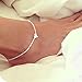 Sankuwen Simple Heart Ankle Bracelet Chain Beach Foot Sandal Jewelry, Silver