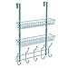NEX Upgrade Over The Door Hook Shelf Organizer 5 Hooks with 2 Baskets Storage Rack for Coats & Towels, Chrome(Aqua Blue)