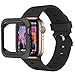 Compatible for Apple Watch Case 44mm Series 5 / Series 4 with Band, CTYBB Women Men Soft Silicone Bands with Shockproof Bumper Case for iWatch Series 5 / Series 4 Bands, Edition Black
