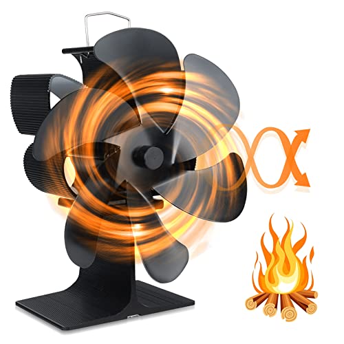 reffmov Wood Stove Fan Heat Powered Fireplace Fan, Blades Wood