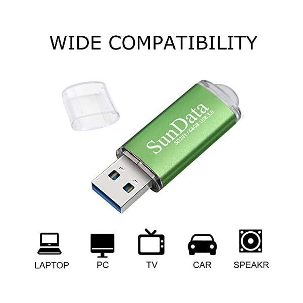 SunData 64GB USB Stick USB 3.0 Speicherstick USB-Flash-Laufwerk USB 3.0 bis zu 80MB/Sek, （Single Pack: Grün） – Bild 6