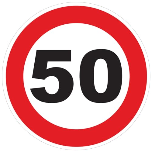 Red Circle Speed Limitation Sticker - Tractor Truck Speed Limitation Disc 50 km/h - 10 cm Diameter