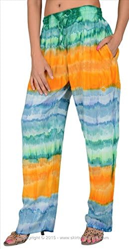 SAJ Women's Rayon Tie and Dye Pant / Pajama / Lower / Trouser