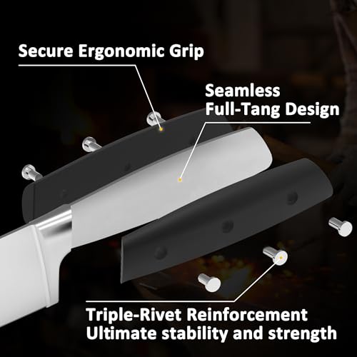 ZUNMARK Knife Set, 7pcs Knife Set for Kitchen, Stainless Steel Ultra Sharp Kitchen Knives, Space-Saving for Home & Professional Use