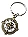 Bronze Open Metal Compass Keychain - I'd Be Lost Without You; 8 Year Aniversary Gift, Couples Keychain