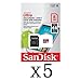 SanDisk Ultra 8GB UHI-I/Class 10 Micro SDHC Memory Card Up To 48MB/s With Adapter- SDSDQUAN-008G-G4A (Pack of 5)