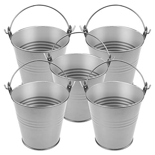 Homgaty 5 Pieces Small Metal Bucket Galvanized Buckets,Icing French Fries Tin Pails for Wedding Party Decoration - Thumbnail 7
