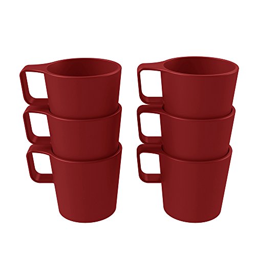COZA DESIGN Cecina Casual Plastic Mug Sets, 6 Pcs, Red