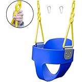 Squirrel Products High Back Full Bucket Toddler Swing with Exclusive Chain & Triangle Dip Pinch Protection Technology - Blue