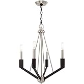 Livex Lighting 4 Lt Brushed Nickel & Black Mini Chandelier