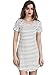 Persun Women Monochrome Stripe Short Sleeve Shift Dress, White, Medium