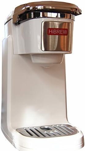 HiBREW Single Serve Travel Size Portable Compact K Cup Coffee Maker Brewing System Coffee Machine with Detachable Lid Easy to Wash (WHITE)