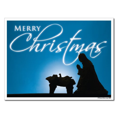 VictoryStore Outdoor Signs - Â Merry Christmas Blue Manger Scene Yard Sign Set of 6 Signs w/Stakes