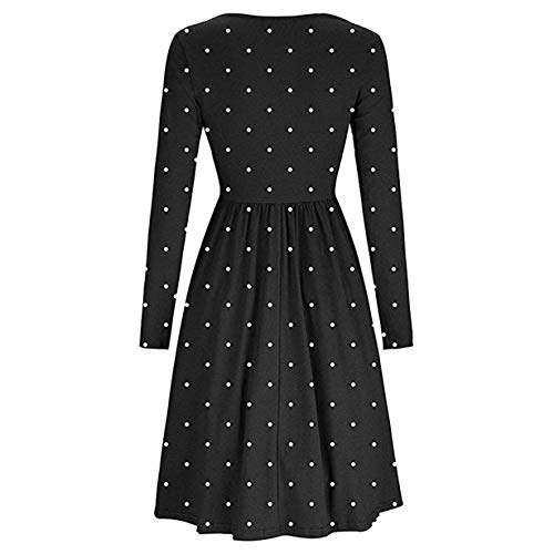 Londony ♥‿♥ Women's Casual Dot Prints Fit Flowy Simple Swing T-Shirt Loose Tunic Dress 815