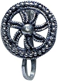 Abhooshan Women's Looking Press On Nose Ring/Pin Oxidized In Silver Alloy - No Piercing Required