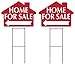 HOME FOR SALE Sign with Arrow 2 Pack - RED -House Shape Corrugated Sign Kit INCLUDES 24