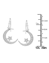 Moon Star Dangle arete Plata de ley Circonita Stud para las mujeres joyería