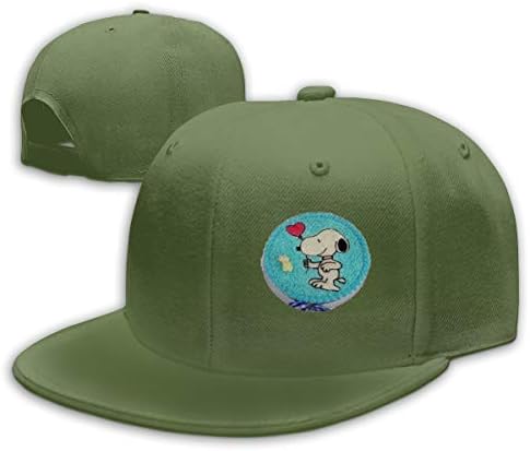 Aiguan Blue Snoopy Flat Visor Baseball Cap, Designed Snapback Hat Navy