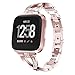 Aiiko Band Compatible with Fitbit Versa/Versa 2/Versa Lite,Fashion Design Stainless Steel Metal Smart Watch Band Bracelet with Crystal Rhinestone Diamond Bling Replacement for Fitbit Versa (Rose Pink)