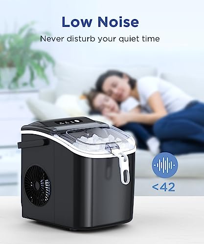 COWSAR Ice Makers Countertop, Portable Ice Maker Machine with Self-Cleaning, 26.5lbs/24Hrs, 6 Mins/9 Pcs Bullet Ice, Ice Scoop and Basket, Handheld Ice Maker for Kitchen/Home/Office/Party