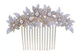 KimmyKu Wedding Hair AccessoriesVintage Gold Crystal Pearl Side Bridal Hair Combs Clips Headpiece