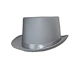 Silver Grey Sateen Top Hat Formal Wear w/ Ribbon Accents