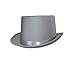 Silver Grey Sateen Top Hat Formal Wear w/ Ribbon Accents