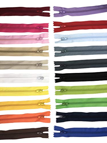 Miukada 100pcs 9 Inch Zippers, Nylon Coil Zippers, Sewing Zippers for Tailor Sewing Crafts(20 Colors)