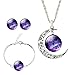 JIAYIQI Girls Magical Solar System Helix Nebular Arch Moon and Stars Pendant Necklace Crystal Earrings Bracelet Set